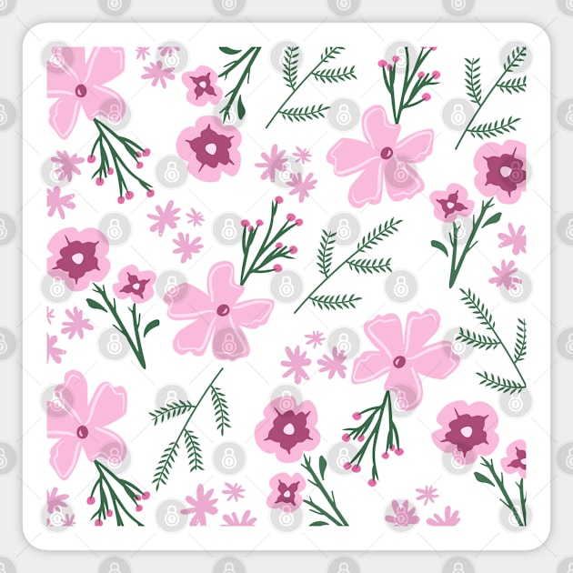 Pink wildflowers exotic flowers pattern Sticker by CuTeGirL21